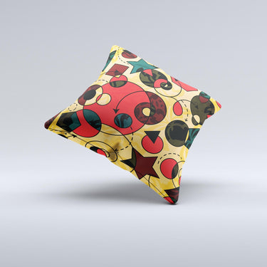 Vintage Red and Tan Abstarct Shapes Ink-Fuzed Decorative Throw Pillow